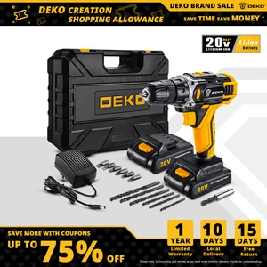 DEKO Новый Sharker 20V Аккумуляторная дрель отвертка мини беспроводной мощности Светодиодный драйвер постоянного тока литий-ионный аккумулятор 18 + 1 настроек