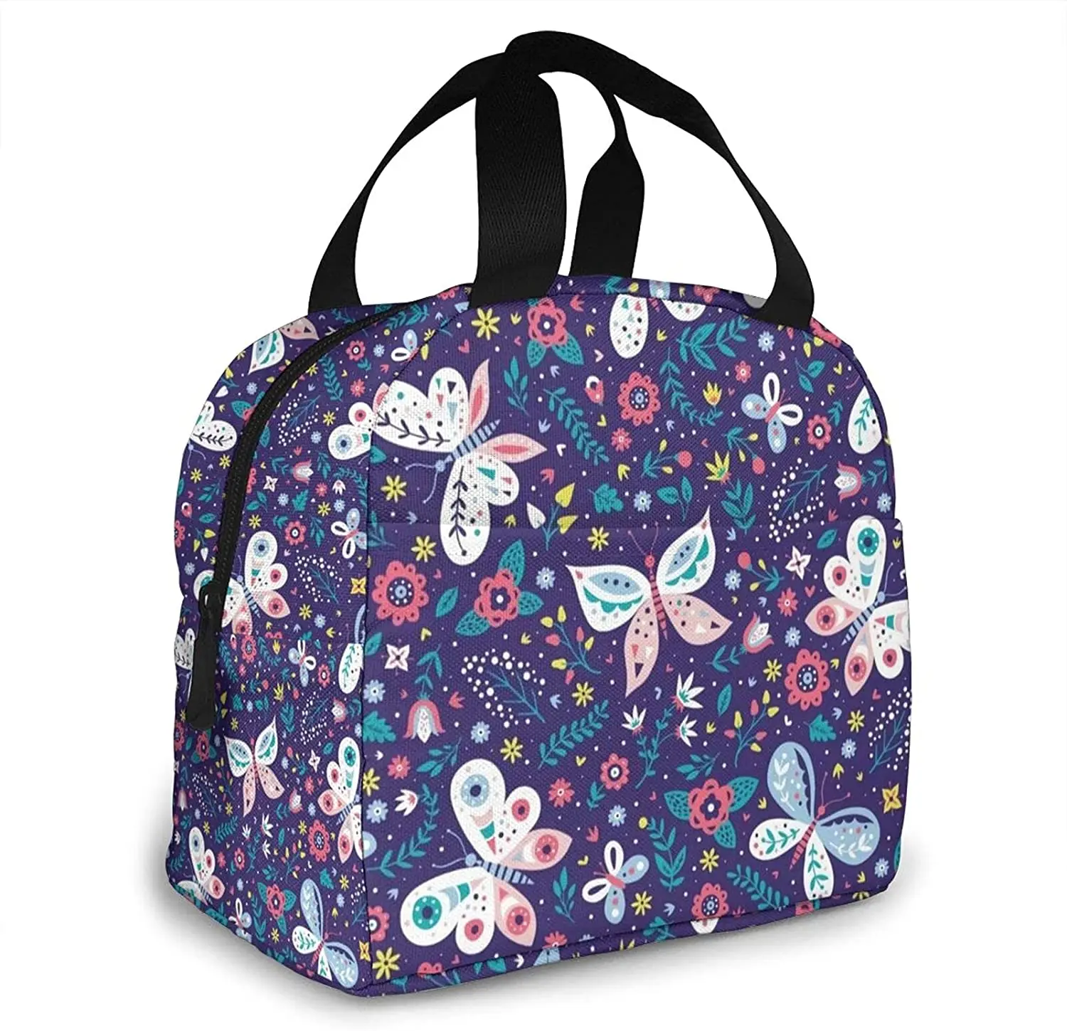 

Purple Butterfly Lunch Bag Women Girls Small Insulated Reusable Cooler Tote Bento Box Backpack Portable Leak Proof Lunch Bags