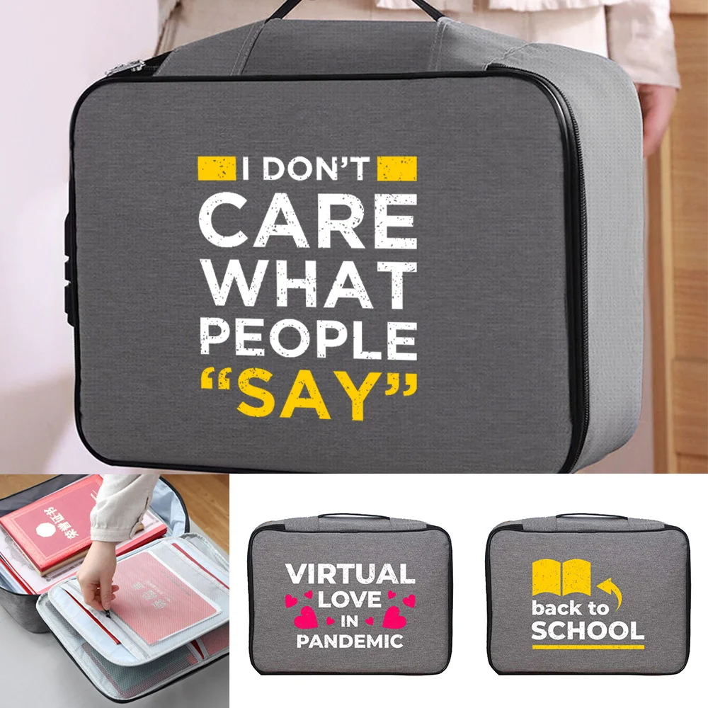 Large Capacity Waterproof Document Bags Travel Credentials Storage Bag Phrase Print Documents Organizer Case Office File Handbag