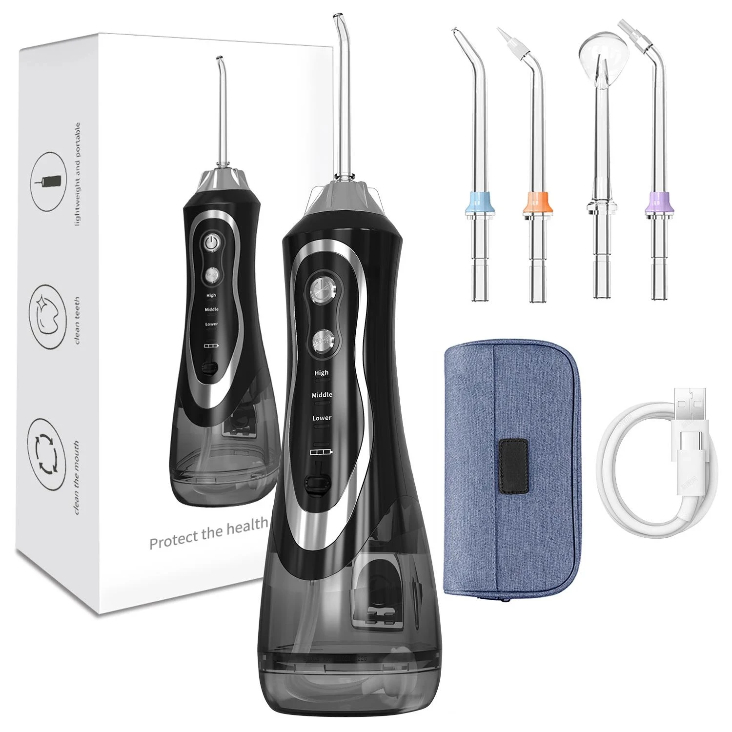 Беспроводная зубная нить для чистки зубов 4 режима и советы Waterprool Портативный стоматологический ирригатор полости рта