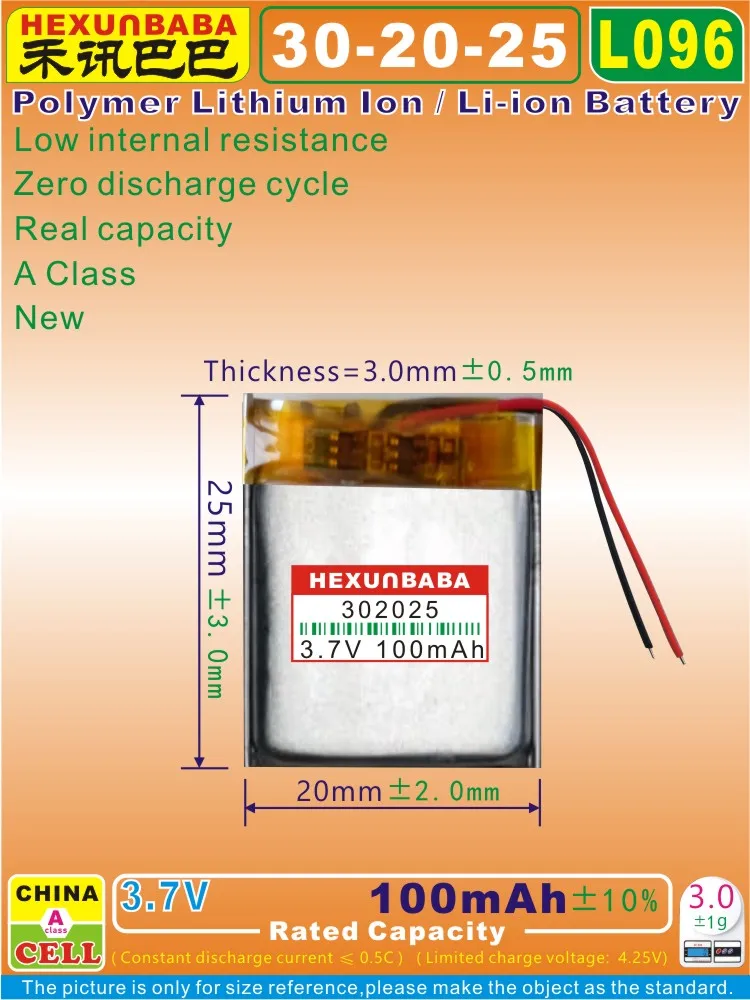 10 шт. [L096] 3 7 в 100 мАч 302025 полимерный литий-ионный Литий-ионный аккумулятор для TWS