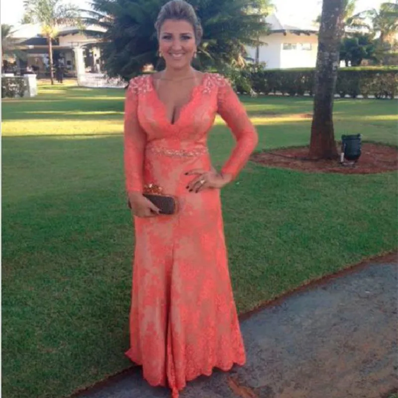 

Vestido De Festa Longo Formal Gowns Long Sleeve Lace Elegant Special Occasion Party Sexy Plus Size Mermaid Evening Dresses