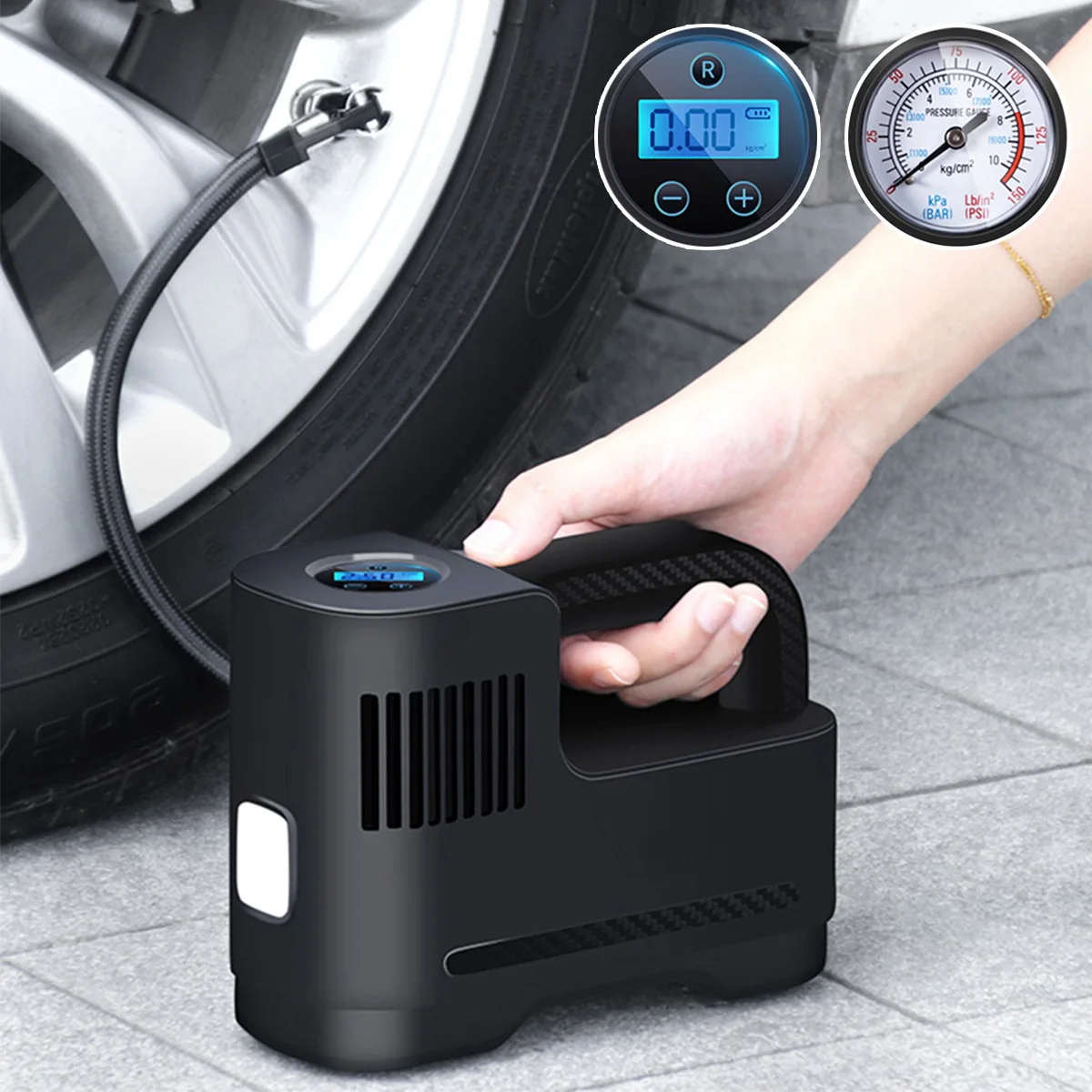 

DC 12 Volt Car Portable Air Pump Compressor Pump Digital 150 PSI Auto Air Tire Inflator for Car Motorcycle LED Light Tire Pump