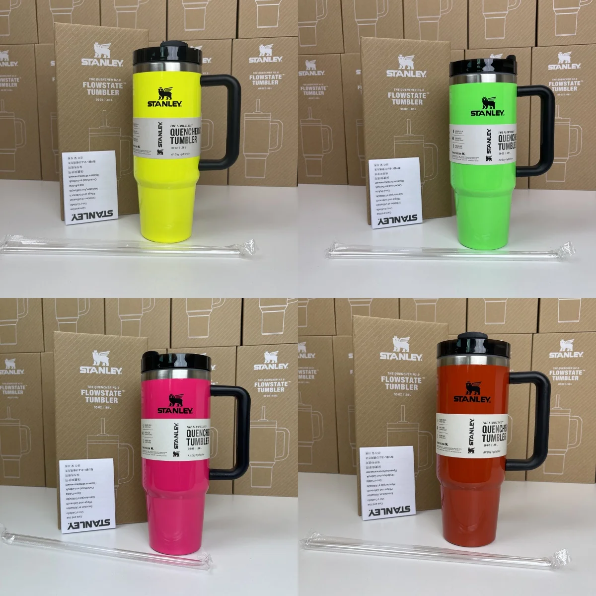 Стакан для кофе со стеклянной крышкой и соломинкой 30 унций