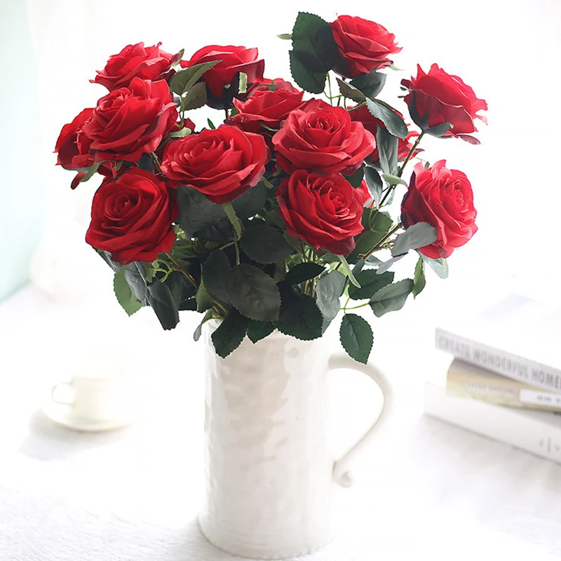 Большой букет искусственных роз свадебные цветы 10 цветов искусственные