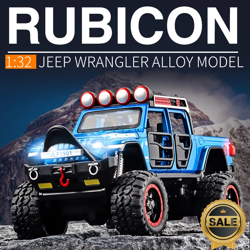 

1:28 Jeeps Wrangler Rubicon Alloy Pickup Car Model Diecasts Metal Toy Modified Off-road Vehicles Model Collection Childrens Gift
