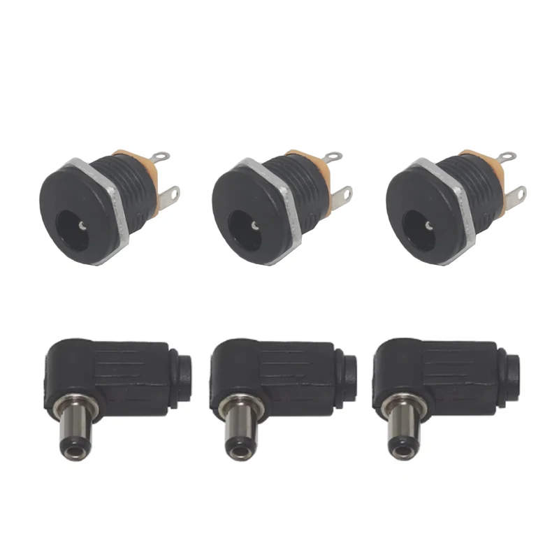 

【10-2 пары】12 В 2,1x5,5 мм штекер постоянного тока 90 градусов прямоугольный адаптер 5,5x2,5 мм вилки постоянного тока Jack разъемы для пайки в сборе