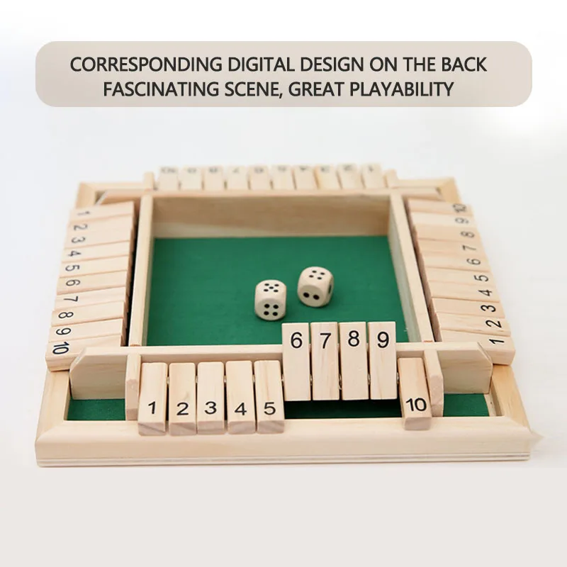 Настольная игра Shut The Box Dice деревянные лопатки и игральные кости для 4-го игроков