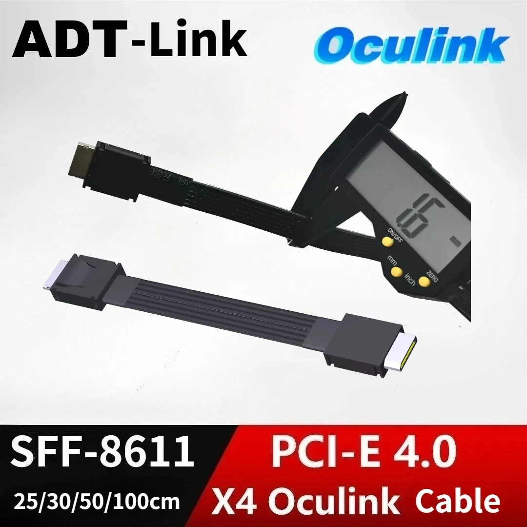 Фото Кабель-удлинитель SFF-8611 (штекер-штекер) FFC Oculink для PCI-E 4.0 X4 64 Гбит/с, внешний док-станция для видеокарты, PC OCuLink, 30 см, 50 см, 100 см №1