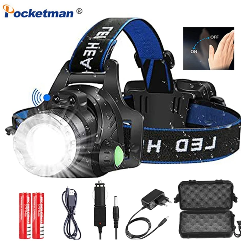 Pocketman LED Headlight V6/L2/T6 Headlamps Waterproof Headlamp Rechargeable Headlights Use 18650 Battery Zoomable Head Light