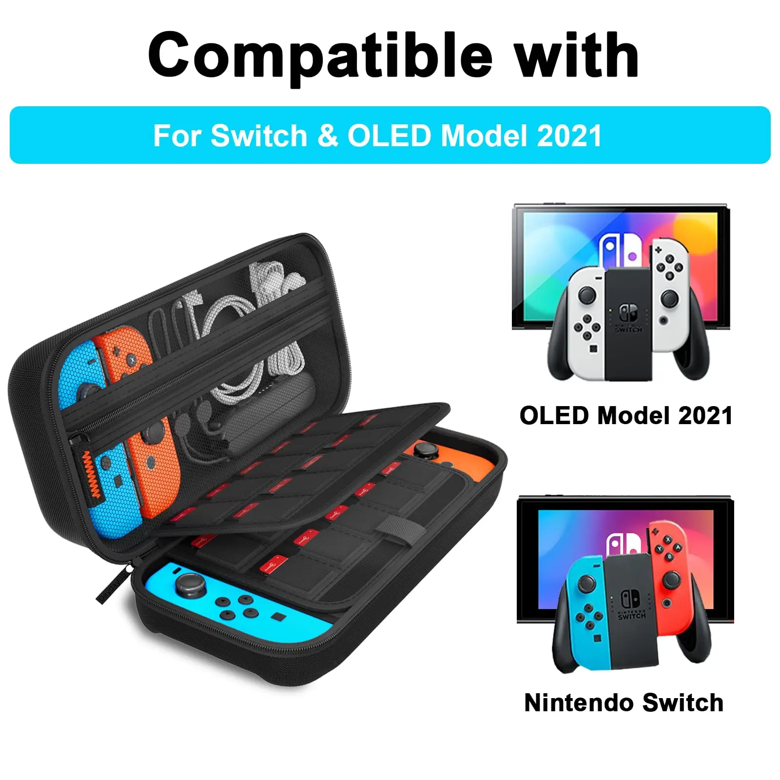 Чехол для переключателя Nintendo Switch/OLED совместимый с 20 игровыми картриджами