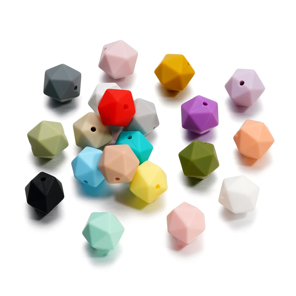 

10Pcs/Lot 15.5mm Colorful Silicone Beads Hexagon Charm Hexagon Loose Spacer Beads for DIY Bracelets Jewelry Making Accessories
