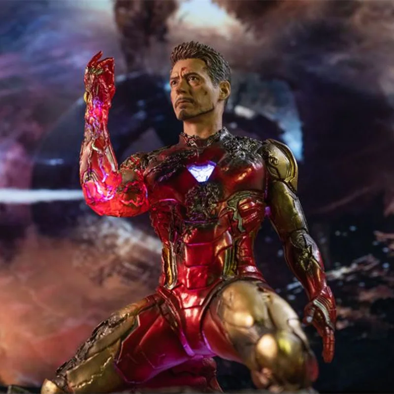 

Мстители, финал, GK колени 1/6, светящаяся статуя со светодиодный светильник кой MK85, экшн-фигурка железного человека, Тони Старк