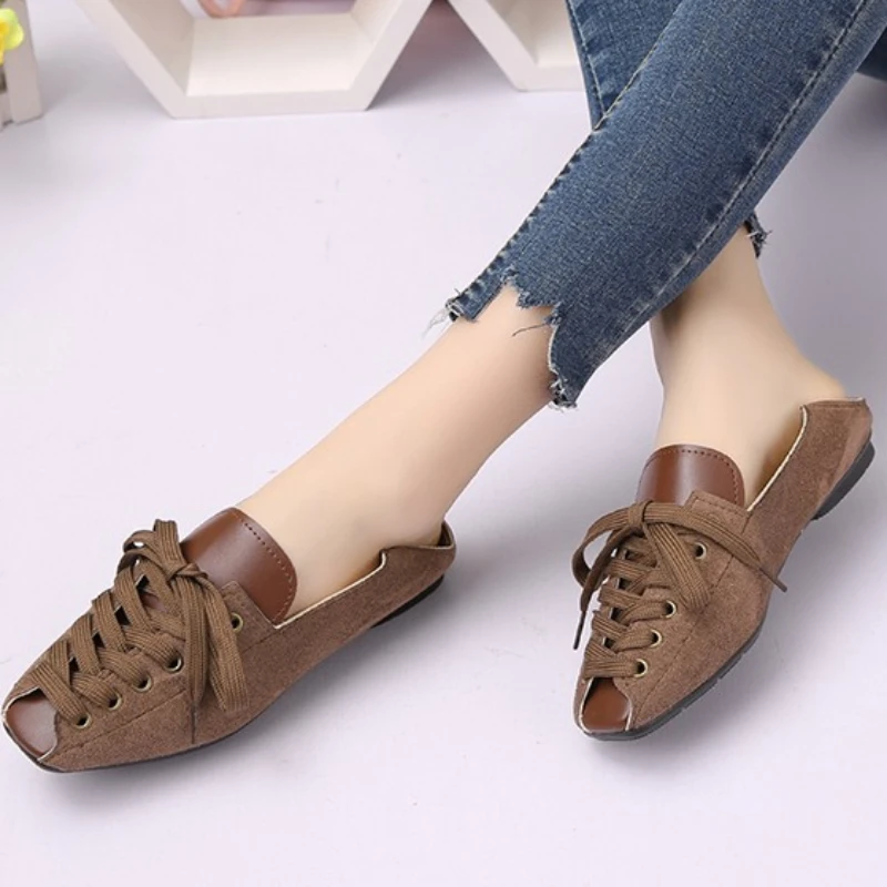 Женские туфли с квадратным носком на плоской подошве Новинка осени 2023 модная