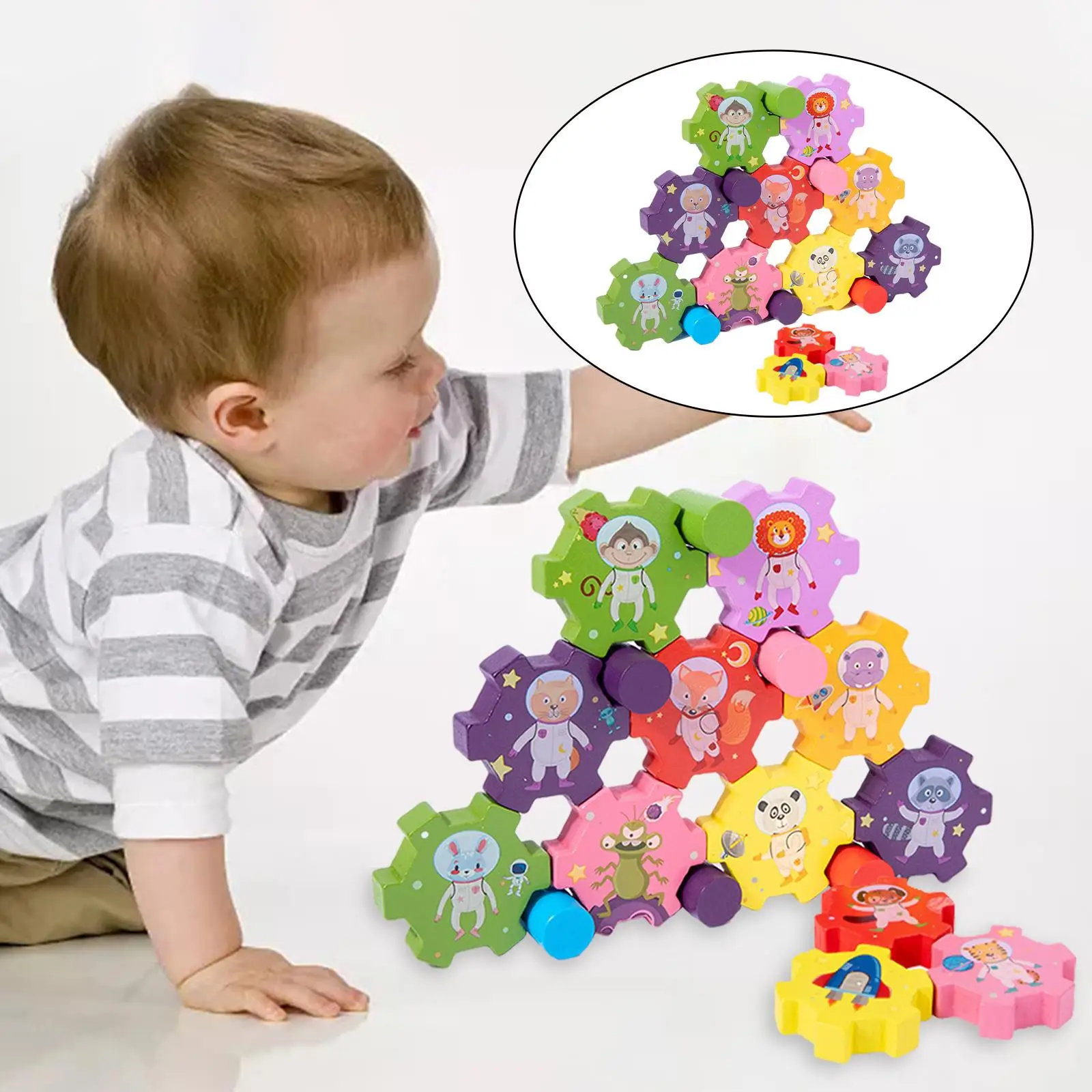 

Gear Stacking Blocks Educational Toys Brain Development Souptoys for Toddler