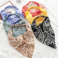 new fashion triangle paisley bandanas printed fabric scarf headbands turbans for women girls stretch hairbands hair accessories