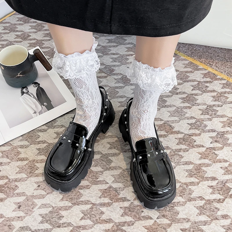 

Round Toe All-Match Shoes Woman 2022 Slip-on Clogs Platform Autumn Female Footwear Shallow Mouth Loafers With Fur Oxfords Casual