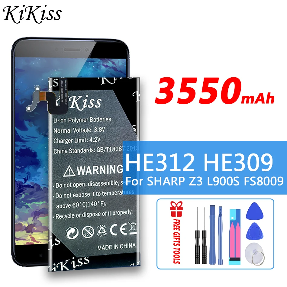 

Новый оригинальный аккумулятор Kikiss 3550 мАч HE312 HE309 батареи для SHARP Z3 Z 3 L900S FS8009 мобильный телефон перезаряжаемая батарея AKKU