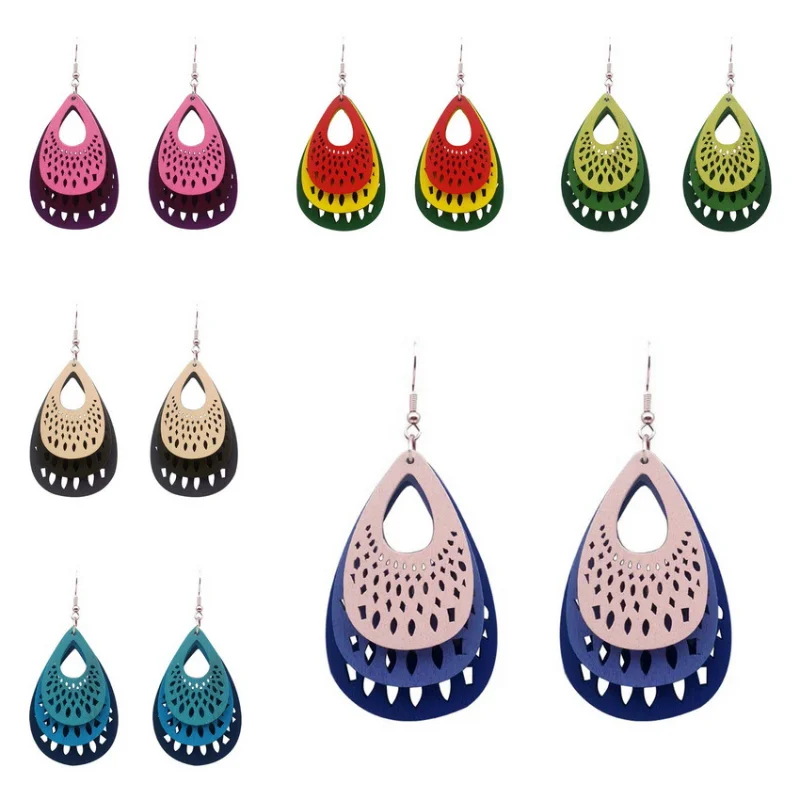 

European and American Fashion Minimalist Water Drop Shaped Hollowed Out Earrings, Japanese and Korean Ethnic Style Su Earrings