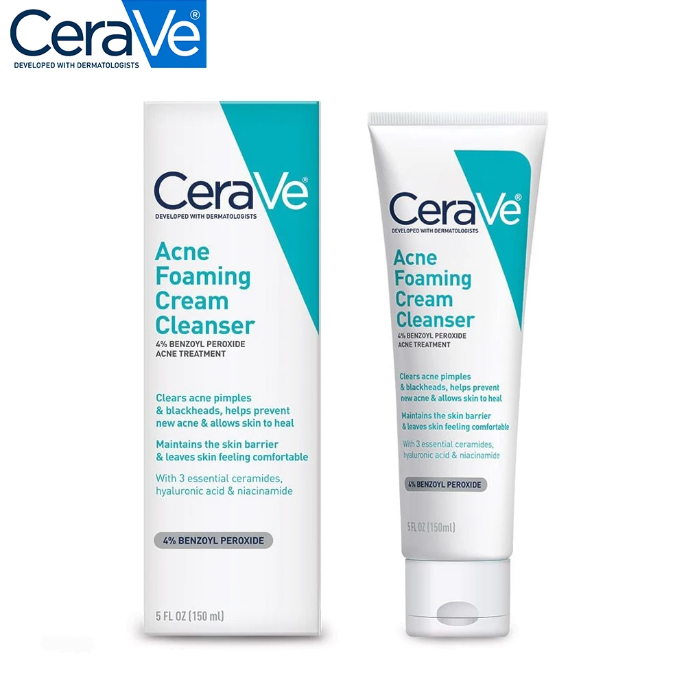 

CeraVe Acne Foaming Cream Cleanser Acne Treatment Face Wash Help Clear Acne And Blackheads Skin Maintains Moisture Skin Care
