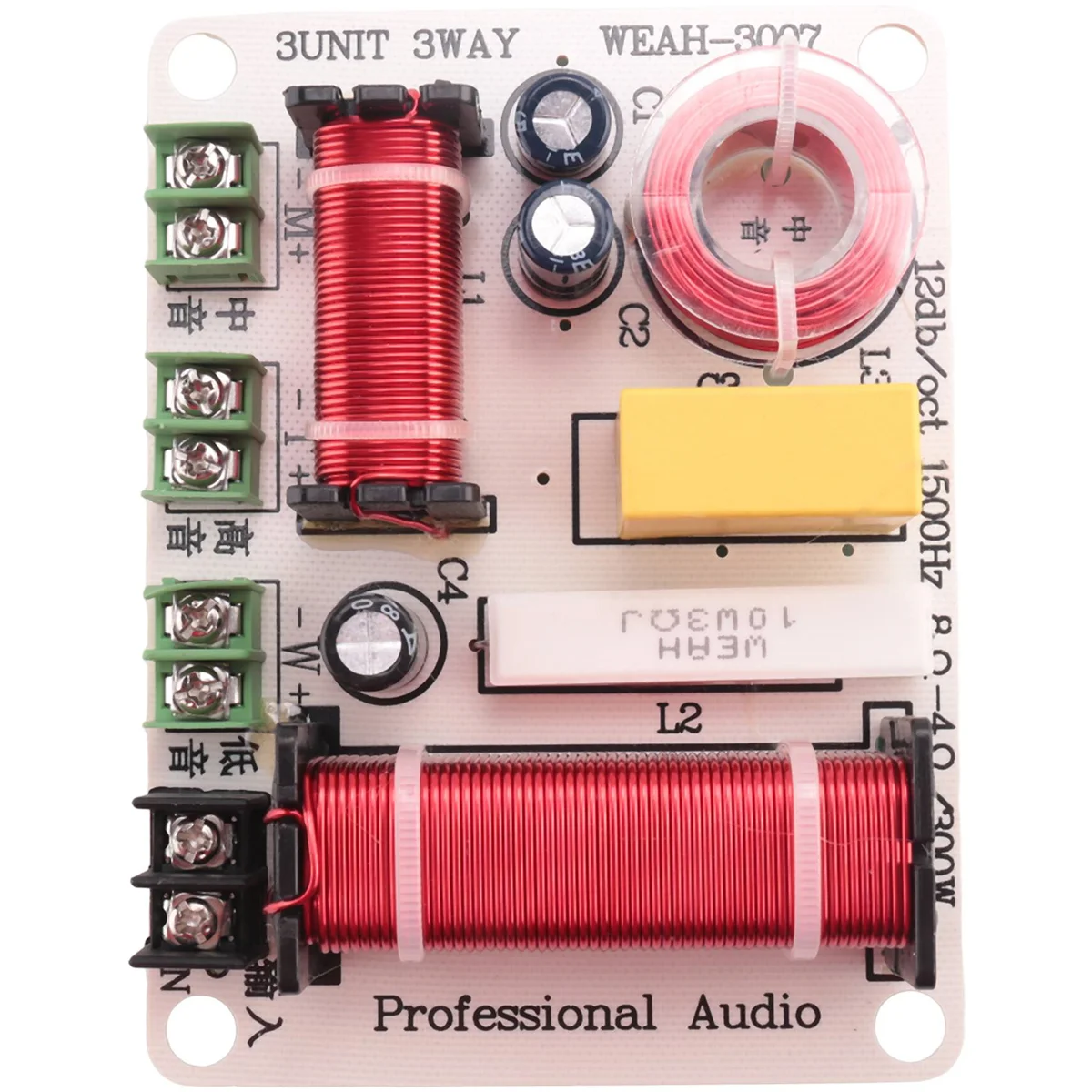 Фото 3 Way Speaker Frequency Divider 300W HiFi Crossover Filter Frequency Distributor for DIY Home Speaker Modification №4