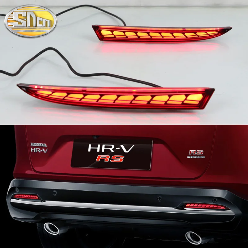For Honda HR-V HRV RS 2022 2023 3-in-1 Functions 12V LED Bumper Light Rear Fog Lamp Brake Light Dynamic Turn Signal Reflector