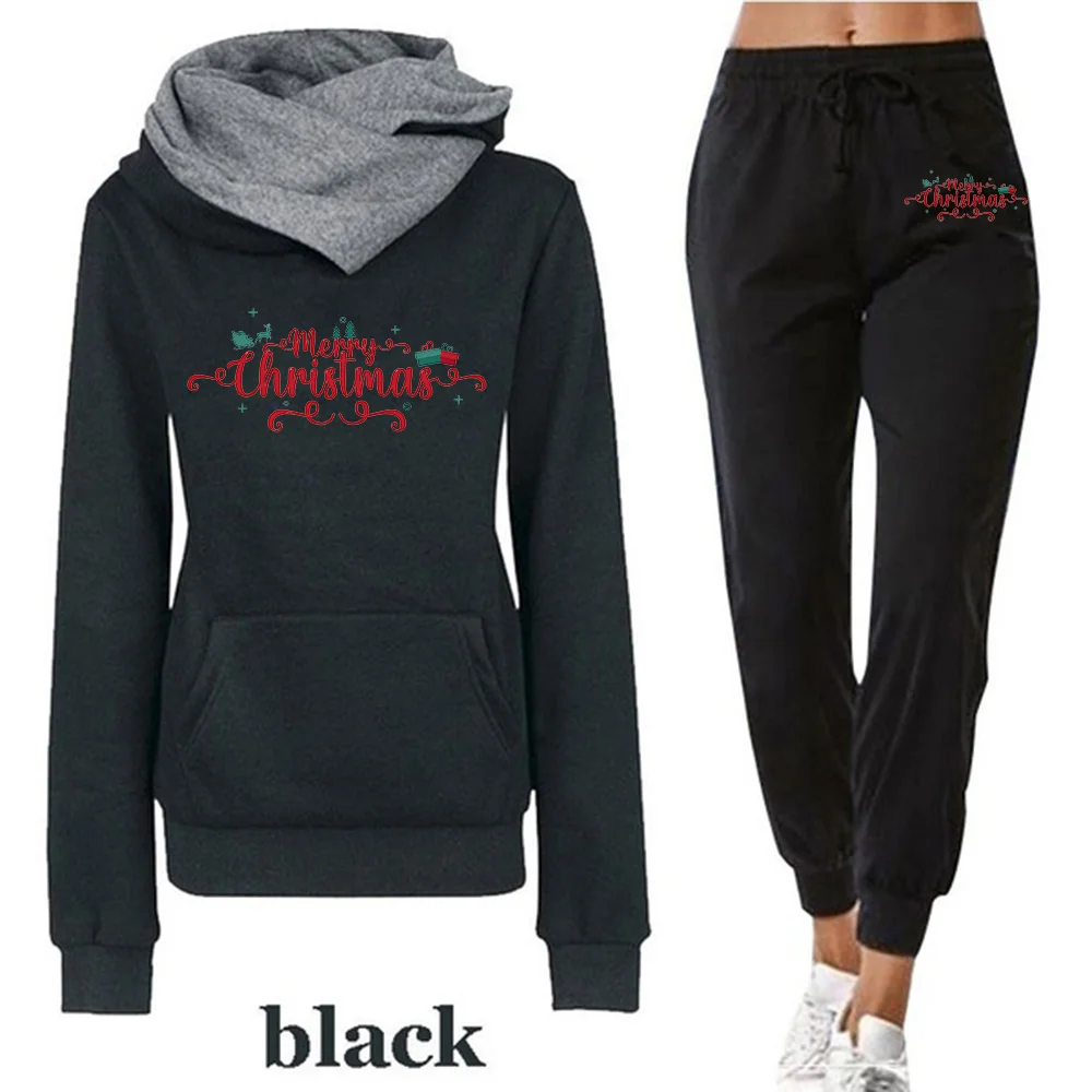 

Комплект женский флисовый из 2 предметов, модная Толстовка с длинным рукавом и штаны на завязках, Пижамный костюм, Повседневная Уличная одежда на Рождество