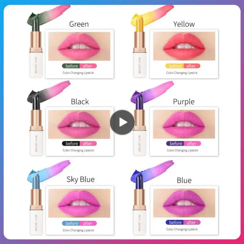 

Temperature Color Changing Lipstick Waterproof 6 Colors Lip Balm Black Purple Matte Lipstick Long Lasting Lip Makeup Cosmetics