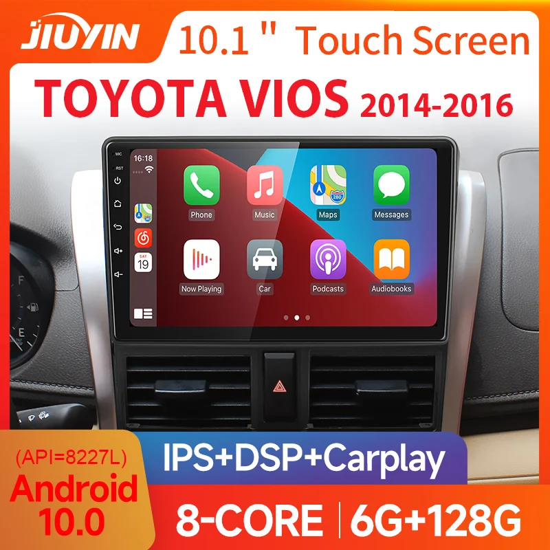 JIUYIN AI Voice 2 din Android Автомагнитола или Toyota vios 2014-2016 Carplay GPS экран для автомобиля 4G