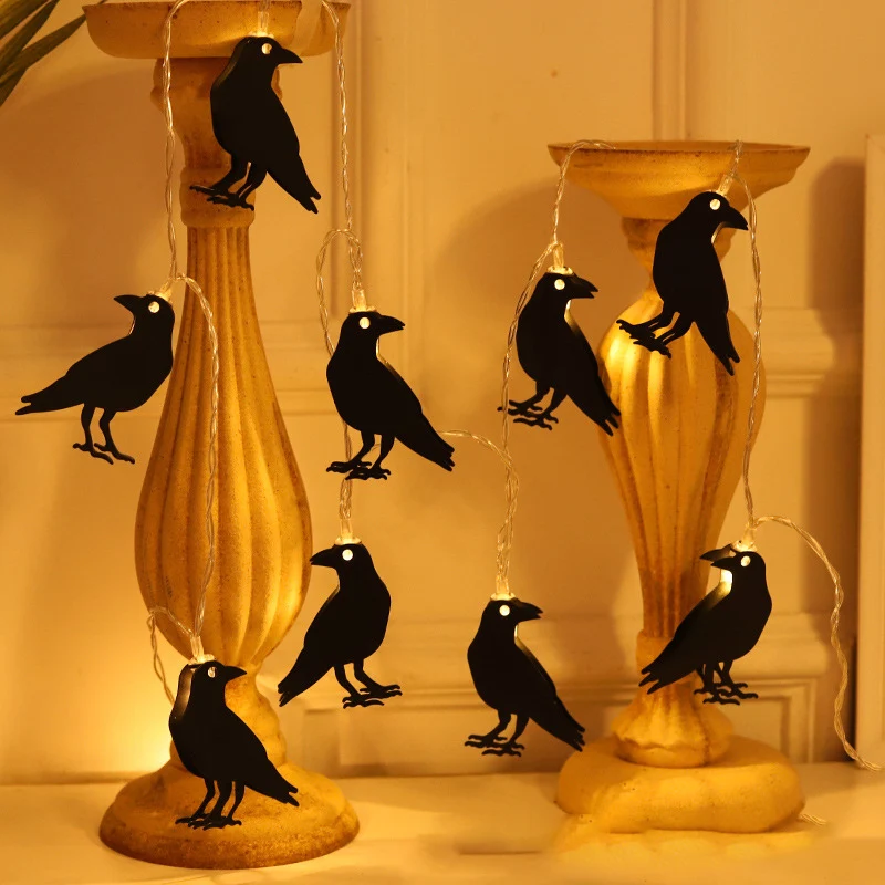 

1.5M Halloween Party Decoration Led Light Plastic Crow Spider Bat Led Light Halloween Party Home Bedroom Garden Decorations