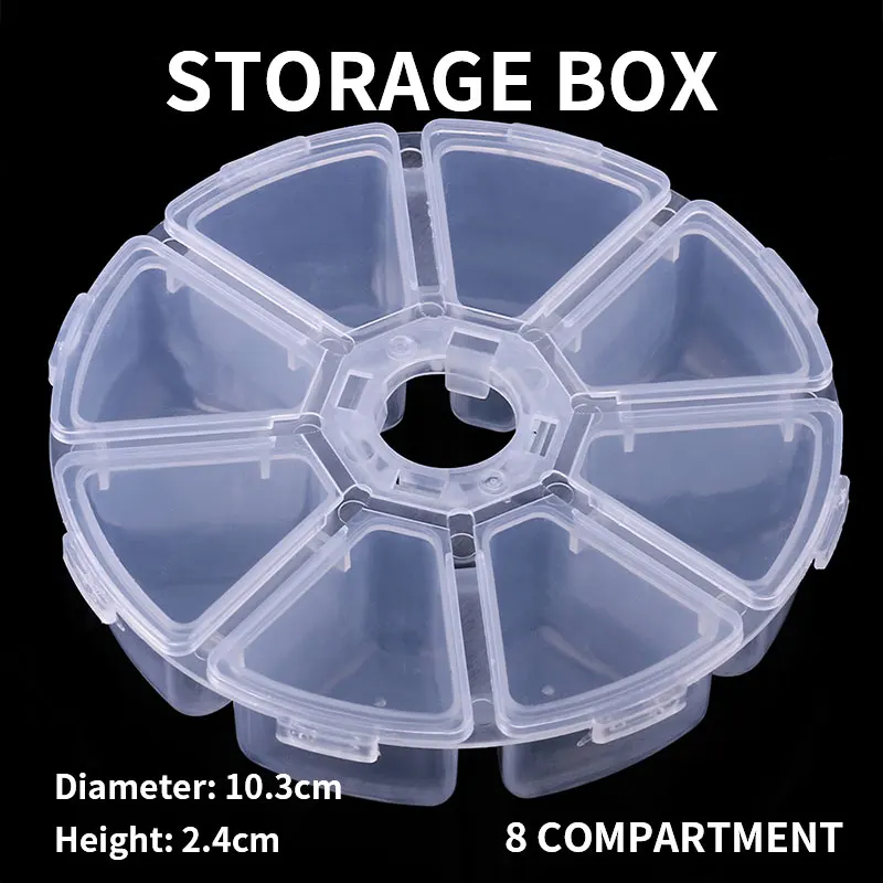

Портативный Круглый Мини ящик для рыболовных снастей HENGJIA с 8 отделениями, регулируемый пластиковый прозрачный ящик для хранения, крючок дл...