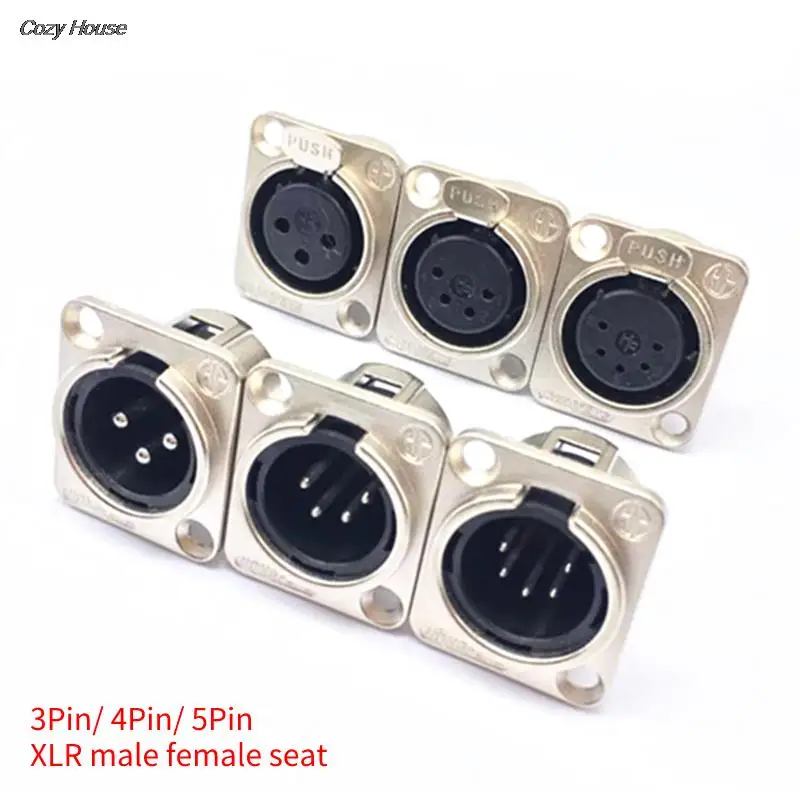 

1PC 3pin/ 4pin/ 5pin Metal Caron Male/Female Audio Jack Plug Connector Black Silver Speaker Microphone Socket Cannon Holder