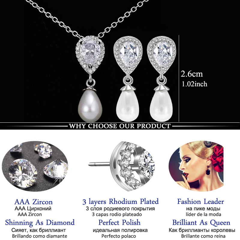 Комплект из серег и ожерелья LXOEN с белыми Фианитами изысканные ювелирные