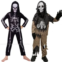 halloween horror print skeleton jumpsuit kids boy masquerade ghost zombie scary cosplay costume carnival party rompers mask hat