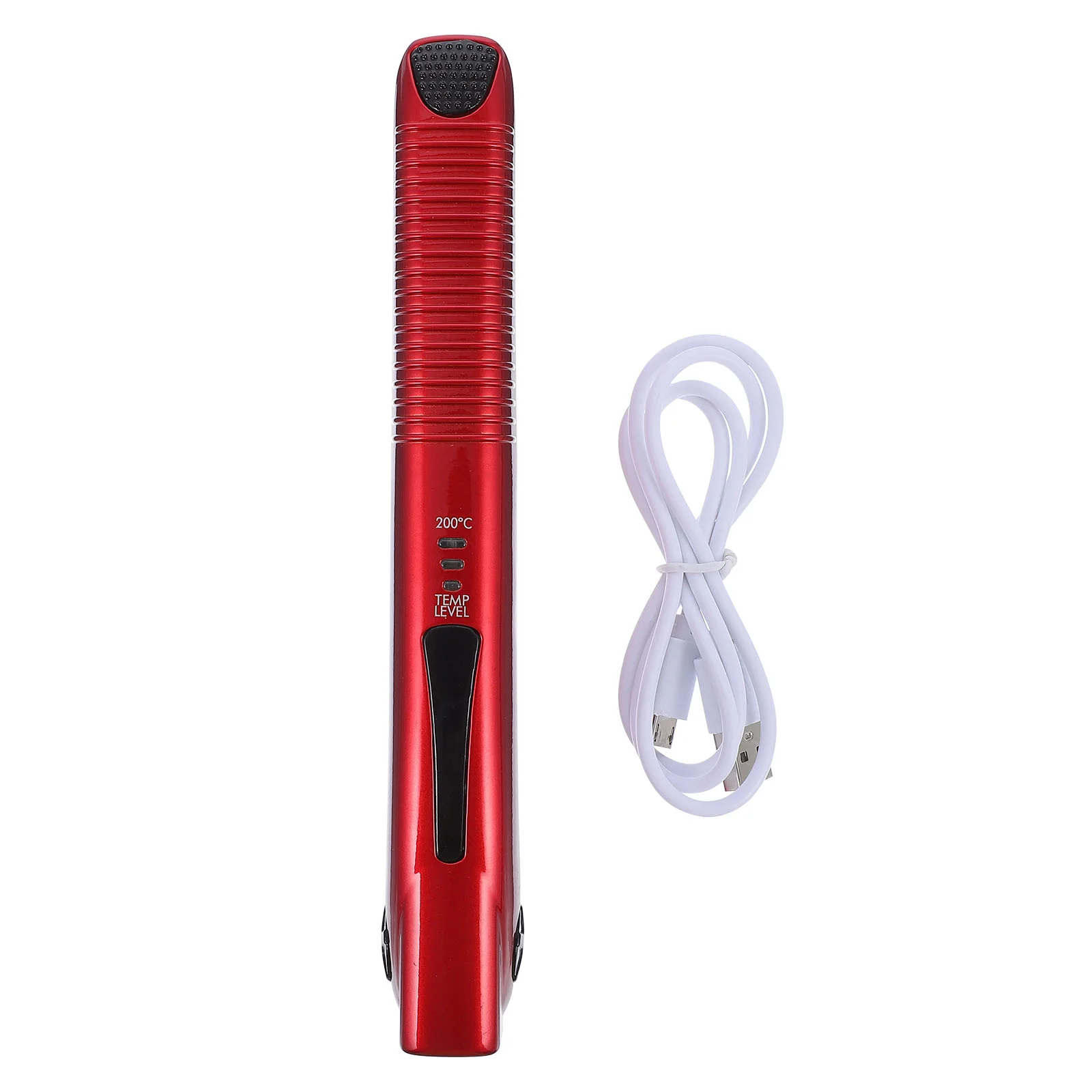 

Rechargeable Hair Small Cordless Hair Travel and Curler 2 in 1, 3 Heating Options to 200℃, Red
