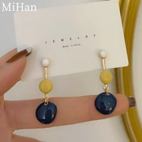 mihan 925 silver needle trendy jewelry enamel earrings popular design simply geometric drop earrings for girl lady gifts
