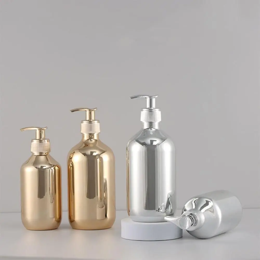 

300/500ml Hand Soap Dispensers Bathroom Shampoo Bottle Gold Chrome Plastic Liquid Soap Bottles Rust-proof Body Wash Dispensers