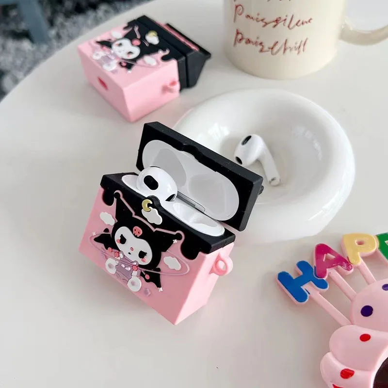 

Kawaii Sanrios Kuromi Silicone Anti Fall Earphone Case Cartoon Cute Animation Series Airpods1/2/pro Soft Shell Gift for Girls