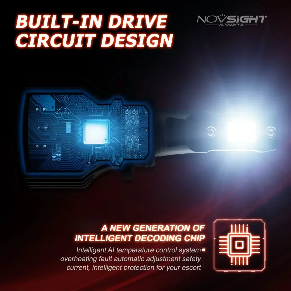 Светодиодные лампы для автомобильных фар NOVSIGHT 72W 10000LM 6000K Автомобильные фары Автомобильные аксессуары H7 H1 H3 H4 H11 H8 H9 H13 9005 9006 9012 9007 (art.: 3920ce571cfcf) - 3920ce571cfcf