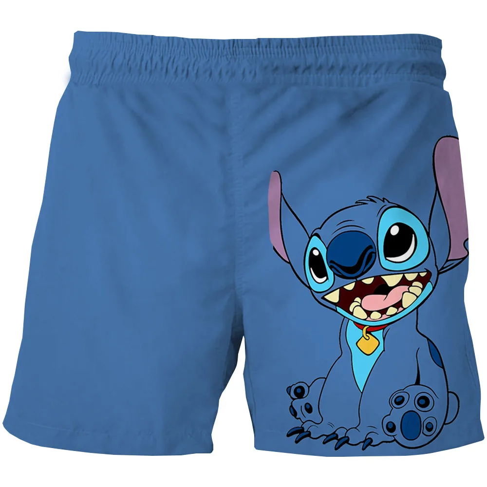 Disney Stitch Cartoon Printing Shorts Boys And Girls Summer Beach Party Clothing Casual  Women Movement Casual Home Sports