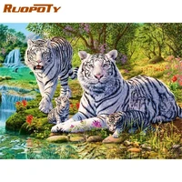 ruopoty 40x50cm painting by numbers tiger digital painting landscape animals on cavans frameless diy pictures by numbers