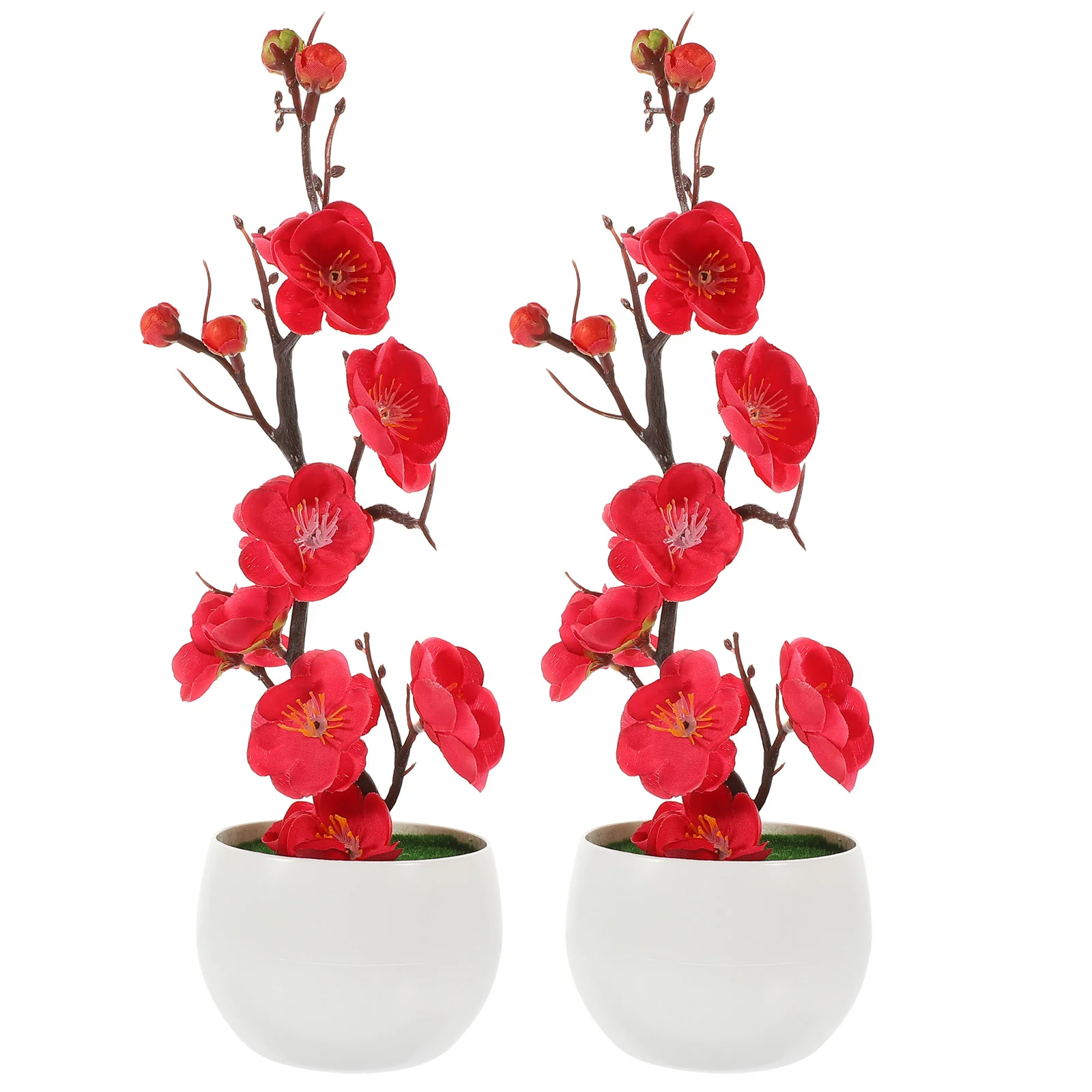 

2 pcs Faux Potted Flower Simulated Potted Flower Fake Flower Bonsai Decorations