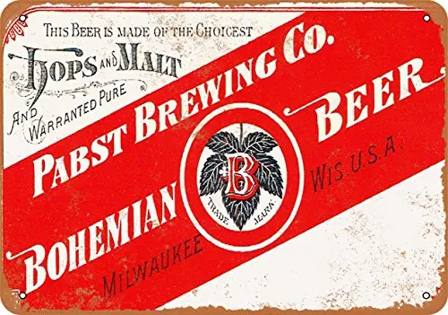 Металлический знак - Пиво в богемном стиле Винтажный вид