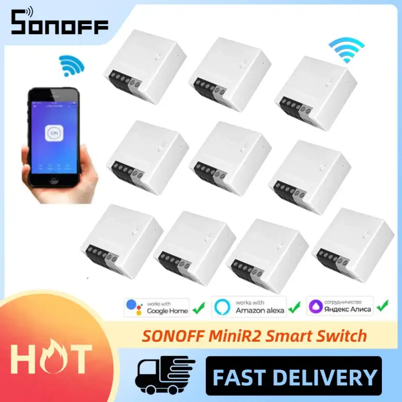 

SONOFF Mini R2 DIY 2-полосный переключатель Wi-Fi Alice Alexa Google Home Голосовое управление через приложение умный дом автоматизация Sonoff прерыватель