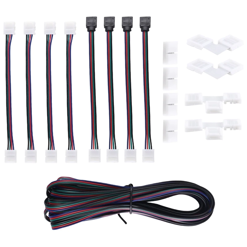 

16.4FT(5M) 4-Pin RGB LED Strip Extension Cable,LED Strips Connectors Kits For 5050 Flexible RGB LED Strip Light