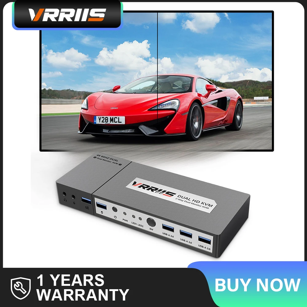 

HDMI KVM Switch Dual Monitor 2 Computers 4k 60hz Extended Display For 1 Set of Keyboard, Mouse To Control 2 Monitors 2 Computers