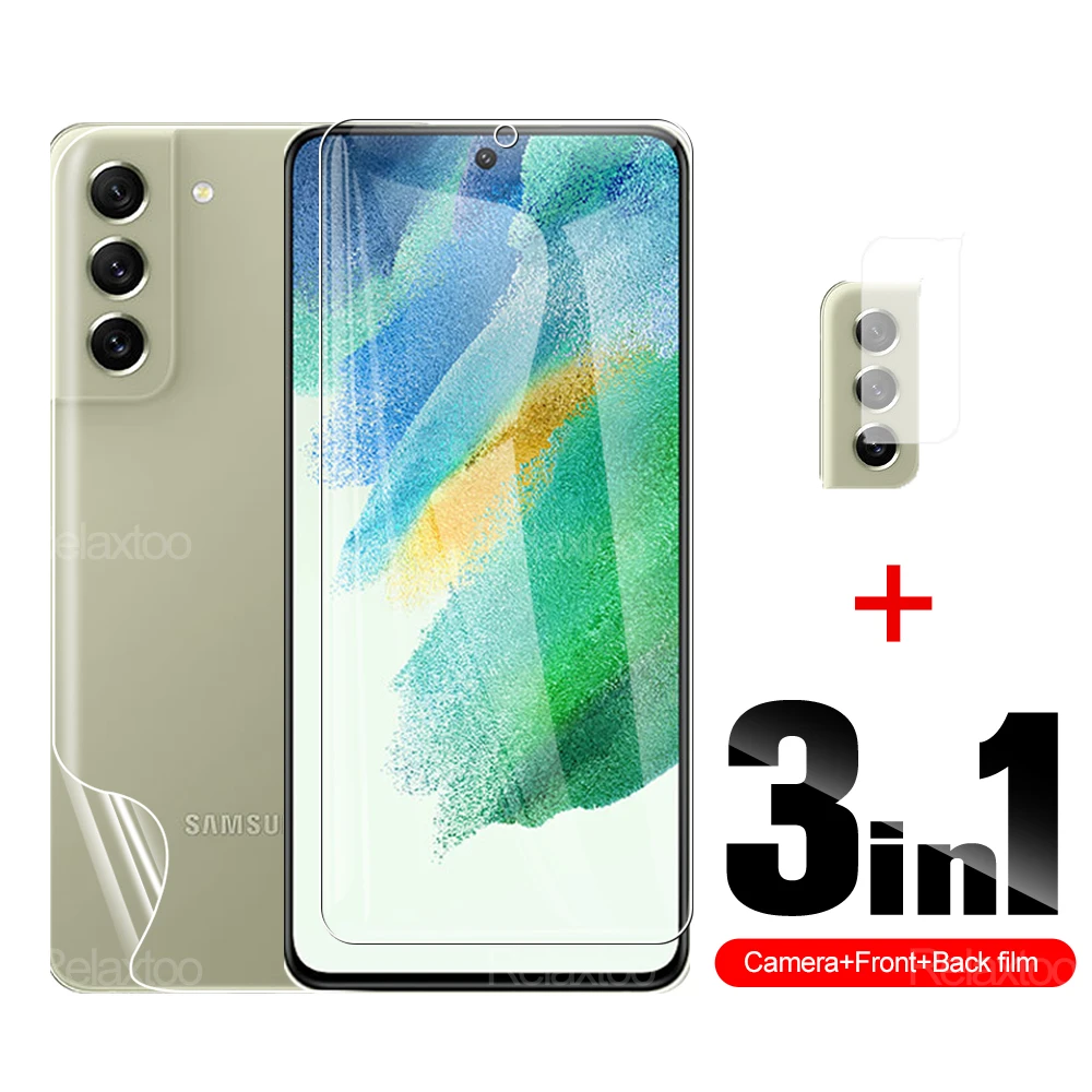 

3в1 Гидрогелевая пленка для объектива для Samsung Galaxy S21 FE 5G plus, Ультра Защитная пленка для экрана, полное покрытие, задняя пленка для камеры