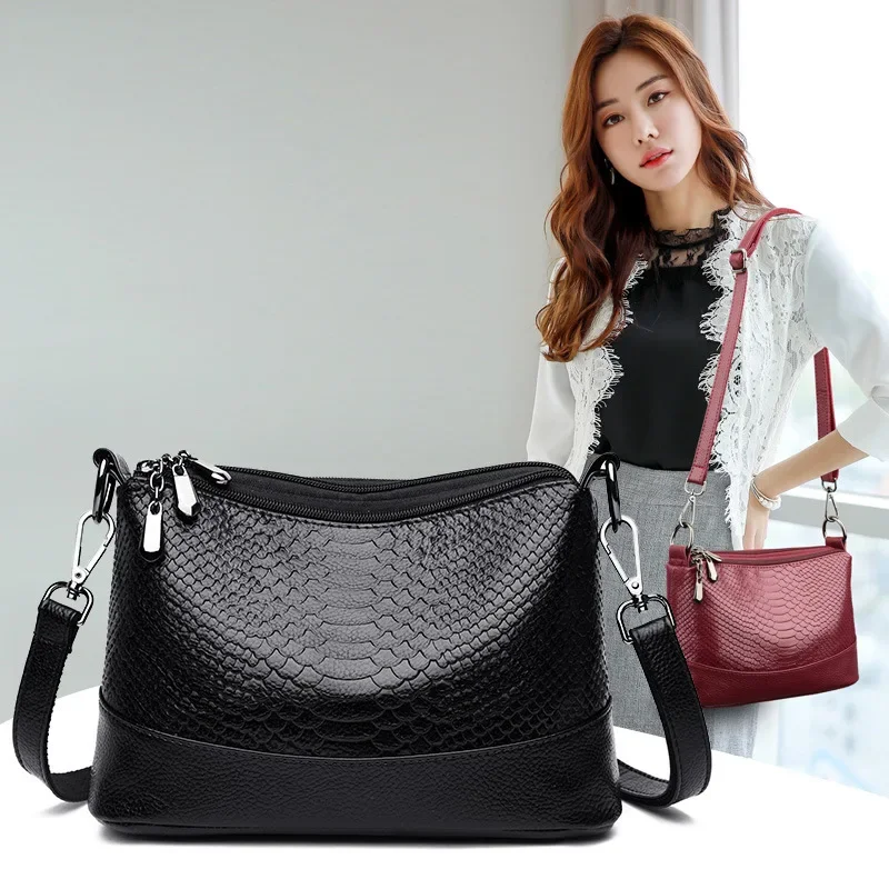 

Women's One Shoulder Bag 2023 New Fashion Crocodile Pattern One Shoulder Crossbody Bag Women's Soft Leather Bag Handbag