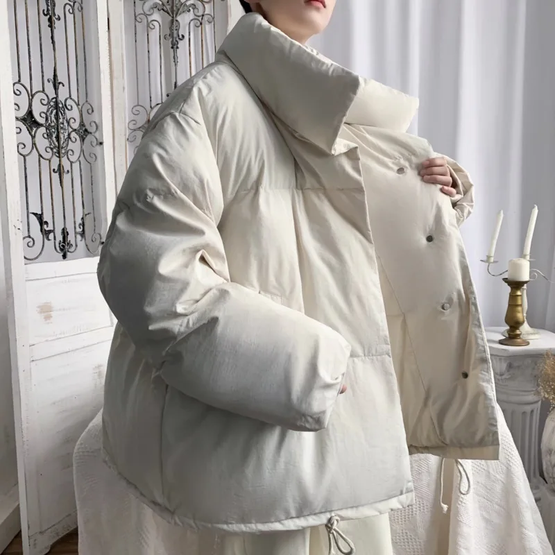 Winter Jacket Men Warm Fashion Black White Thicken Jacket Streetwear Korean Loose Thick Short Coat Mens Parker Clothes M-2XL