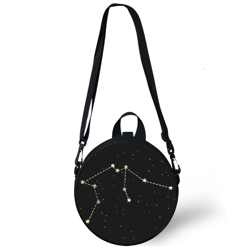 12 constellations fashion art Child kindergarten Bag 3D Print Shoulder Bags For School Women Mini Round Bagpacks Rugtas Bag